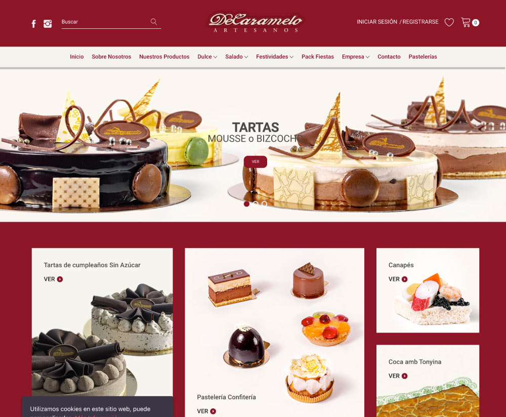 Pastelería en Alicante DeCaramelo - Proyecto web corporativa y Tienda online https://www.decaramelo.es/