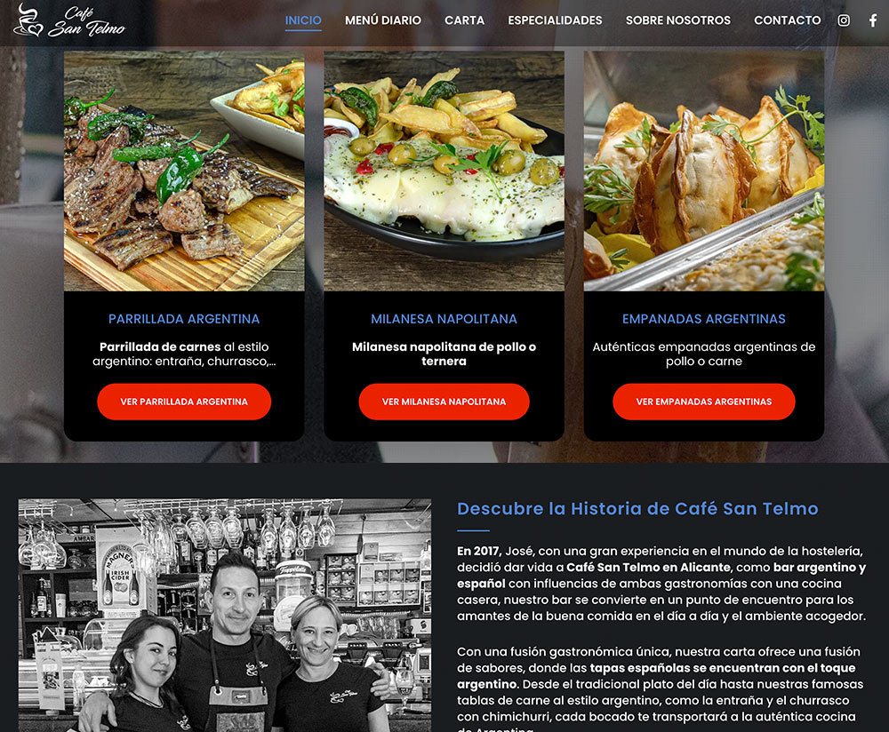 cafe san telmo - empanadas argentinas alicante - parrillada argentina - menu diario